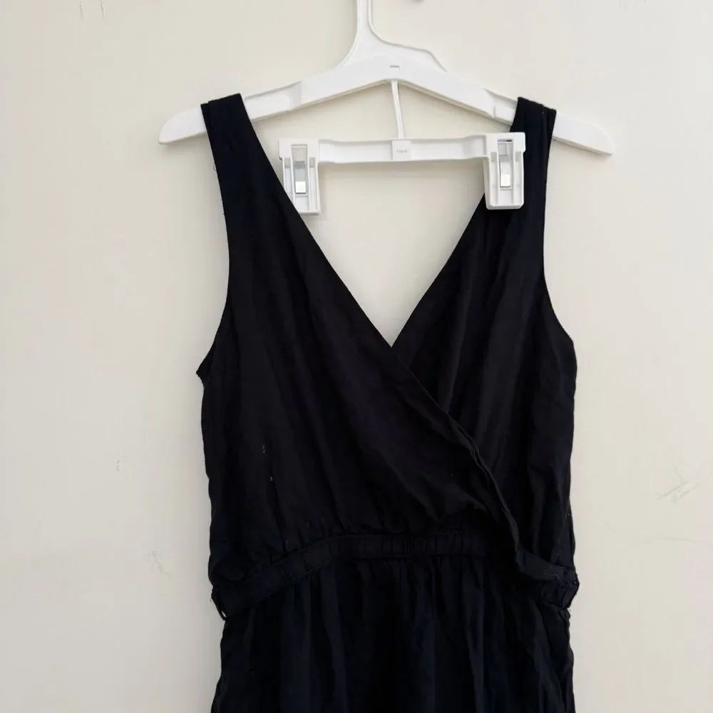 Abercrombie & Fitch Black Sleeveless Wrap Jumpsuit Minimalist Chic